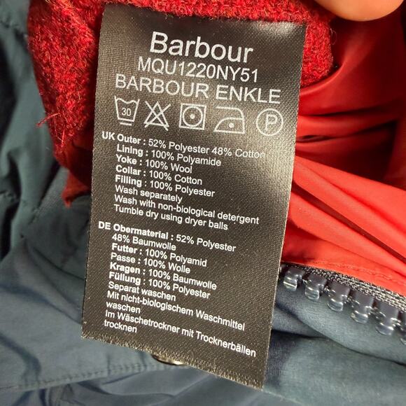 Barbour Quilted Enkle Storm Force Jacket Mens XL Navy Blue Full Zip Puffer - Picture 6 of 10